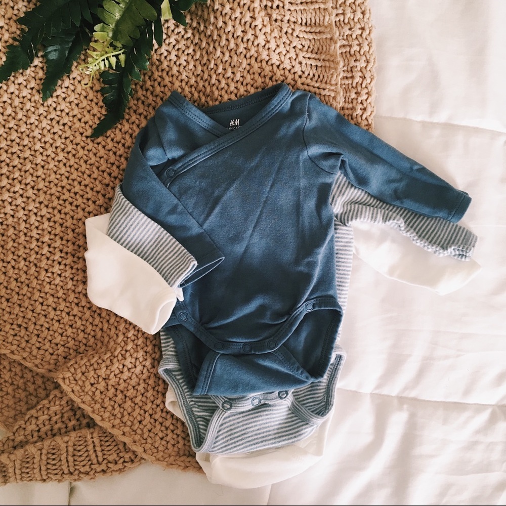 Set of 3 Cotton Long Sleeve Bodysuits